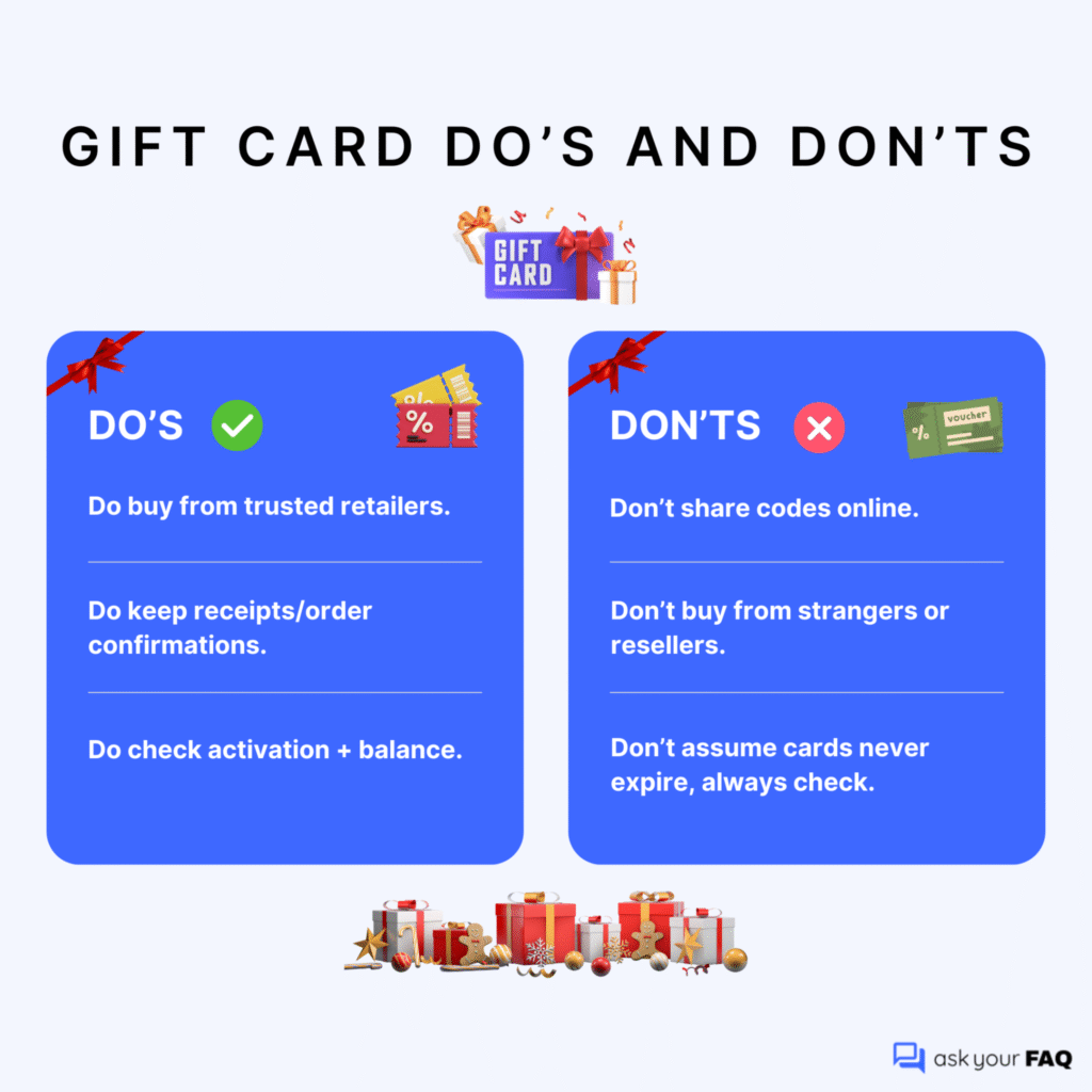 Gift Card: Do's and Don'ts